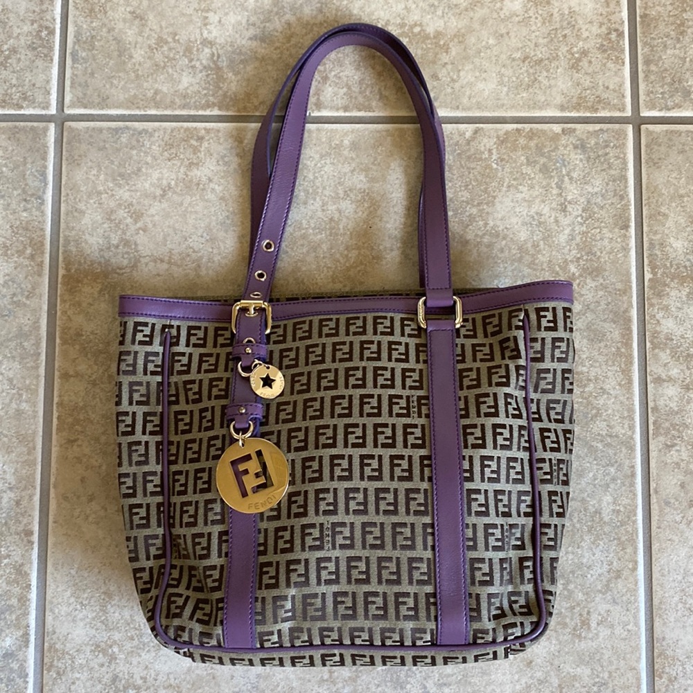 Fendi Purple Superstar Canvas Tote